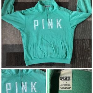 Light blue PINK quarter zip sweater